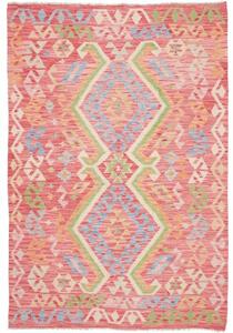 Tappeto Kilim Geometrico Rosso Azzurro 126x187 Cm