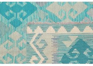 Tappeto Kilim Geometrico Turchese Beige 121x178 Cm