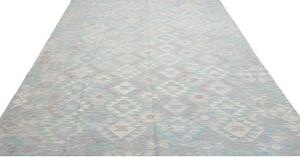 Tappeto Kilim Geometrico Azzurro Grigio Chiaro 202x296 Cm