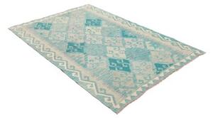 Tappeto Kilim Geometrico Turchese Avorio 125x178 Cm