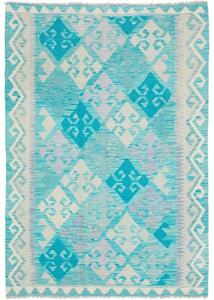 Tappeto Kilim Geometrico Turchese Beige 121x178 Cm