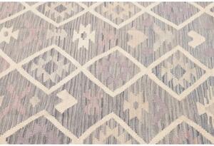 Tappeto Kilim Geometrico Grigio Azzurro Lavanda 127x173 Cm