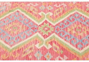 Tappeto Kilim Geometrico Rosso Azzurro 126x187 Cm