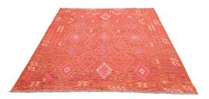 Tappeto Kilim Geometrico Rosso Corallo Arancione 180x246 Cm