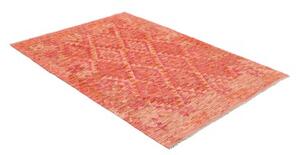 Tappeto Kilim Geometrico Rosso Corallo Arancione 128x177 Cm