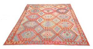 Tappeto Kilim Stilizzato Ruggine Azzurro 181x258 Cm