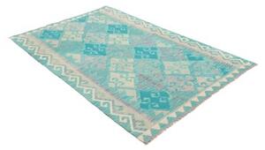 Tappeto Kilim Geometrico Turchese Beige 121x178 Cm