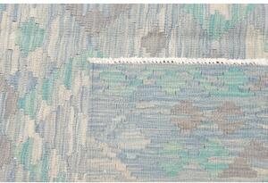 Tappeto Kilim Geometrico Azzurro Grigio Chiaro 202x296 Cm
