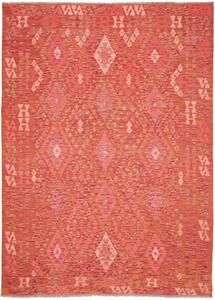 Tappeto Kilim Geometrico Rosso Corallo Arancione 180x246 Cm
