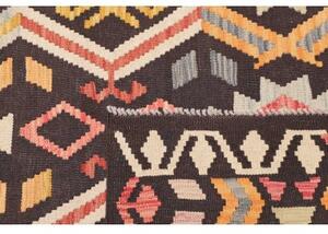 Tappeto Kilim Geometrico Marrone Scuro Beige 129x175 Cm