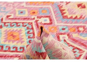 Tappeto Kilim Geometrico Rosa Rosso 131x175 Cm