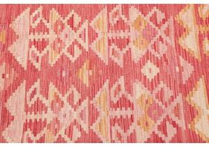 Tappeto Kilim Geometrico Rosso Corallo Beige 135x172 Cm