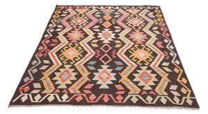 Tappeto Kilim Geometrico Marrone Scuro Beige 129x175 Cm