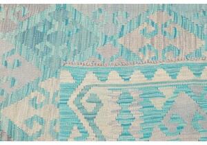 Tappeto Kilim Geometrico Turchese Avorio 126x177 Cm
