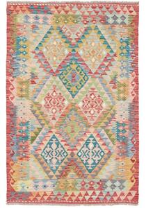 Tappeto Kilim Stilizzato Rosso Azzurro 98x152 Cm
