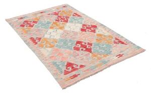 Tappeto Kilim Stilizzato Azzurro Rosa 101x149 Cm
