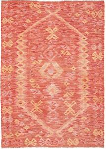 Tappeto Kilim Geometrico Rosso Arancione 121x175 Cm