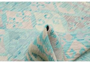Tappeto Kilim Geometrico Turchese Avorio 126x177 Cm