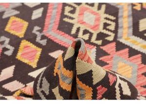 Tappeto Kilim Geometrico Marrone Scuro Beige 129x175 Cm