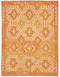 Tappeto Kilim Stilizzato Arancione Giallo Ocra 134x178 Cm