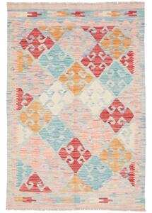 Tappeto Kilim Stilizzato Azzurro Rosa 101x149 Cm