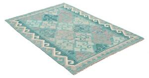 Tappeto Kilim Geometrico Turchese Grigio 104x153 Cm