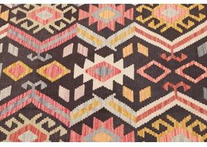 Tappeto Kilim Geometrico Marrone Scuro Beige 129x175 Cm