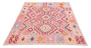 Tappeto Kilim Geometrico Rosa Rosso 131x175 Cm