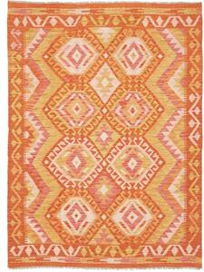 Tappeto Kilim Geometrico Arancione Giallo 129x177 Cm