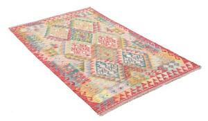 Tappeto Kilim Stilizzato Rosso Azzurro 98x152 Cm