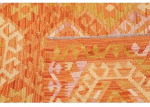 Tappeto Kilim Stilizzato Arancione Giallo Ocra 134x178 Cm