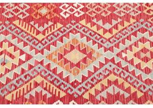 Tappeto Kilim Geometrico Rosso Azzurro 121x179 Cm