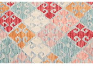 Tappeto Kilim Stilizzato Azzurro Rosa 101x149 Cm