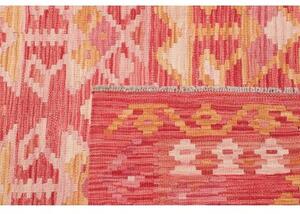 Tappeto Kilim Geometrico Rosso Corallo Beige 135x172 Cm