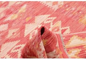 Tappeto Kilim Geometrico Rosso Corallo Beige 135x172 Cm