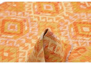 Tappeto Kilim Stilizzato Arancione Giallo Ocra 134x178 Cm
