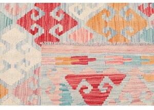 Tappeto Kilim Stilizzato Azzurro Rosa 101x149 Cm