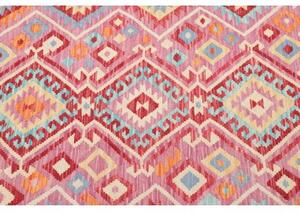 Tappeto Kilim Geometrico Rosa Rosso 131x175 Cm