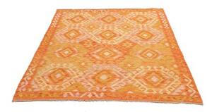Tappeto Kilim Stilizzato Arancione Giallo Ocra 134x178 Cm