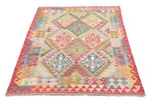 Tappeto Kilim Stilizzato Rosso Azzurro 98x152 Cm