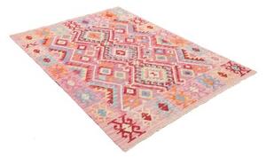 Tappeto Kilim Geometrico Rosa Rosso 131x175 Cm