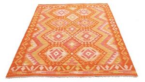 Tappeto Kilim Geometrico Arancione Giallo 129x177 Cm