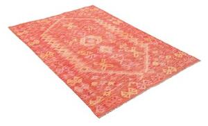 Tappeto Kilim Geometrico Rosso Arancione 121x175 Cm