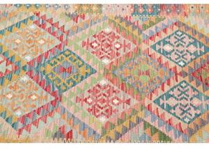 Tappeto Kilim Stilizzato Rosso Azzurro 98x152 Cm