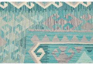 Tappeto Kilim Geometrico Turchese Grigio 104x153 Cm