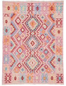 Tappeto Kilim Geometrico Rosa Rosso 131x175 Cm