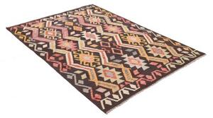 Tappeto Kilim Geometrico Marrone Scuro Beige 129x175 Cm