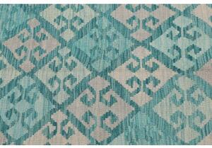 Tappeto Kilim Geometrico Turchese Beige 98x152 Cm