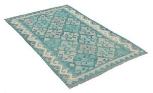 Tappeto Kilim Geometrico Turchese Beige 98x152 Cm