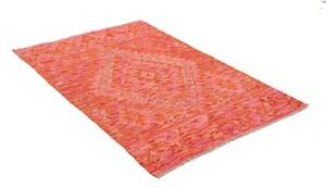 Tappeto Kilim Geometrico Rosso Corallo Arancione 99x152 Cm